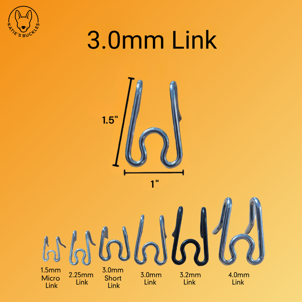 3.0mm Link with dimensions and size variations.