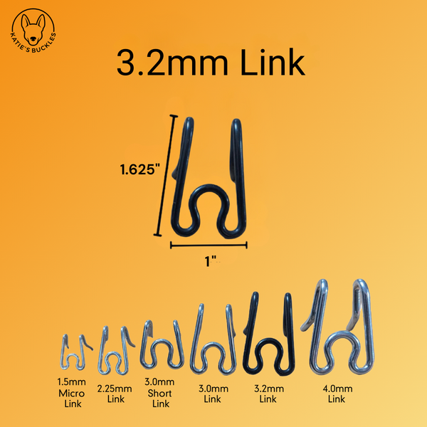 3.2mm Link with dimensions and size variations.