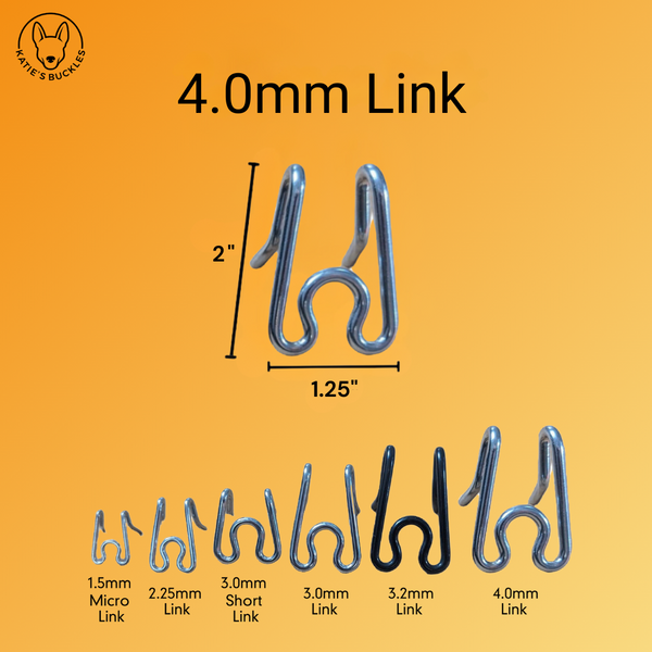 4.0mm Link with dimensions and size variations.